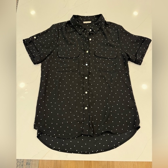 Vici Tops - VICI Lovestitch Black Polka Dot Button Down Shirt